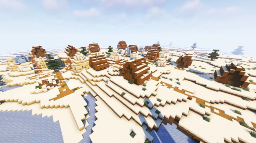 Minecraft seed.  Snowy village.  Photo: Mojang