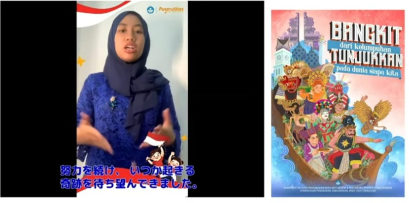Saffana Nur Astutiningtyas, dengan poster berjudul “Bangkit Dari Kelumpuhan, Tunjukkan Pada Dunia Siapa Kita” meraih medali emasdi ajang 23rd International High Schools Arts Festival. Foto : puspresnas