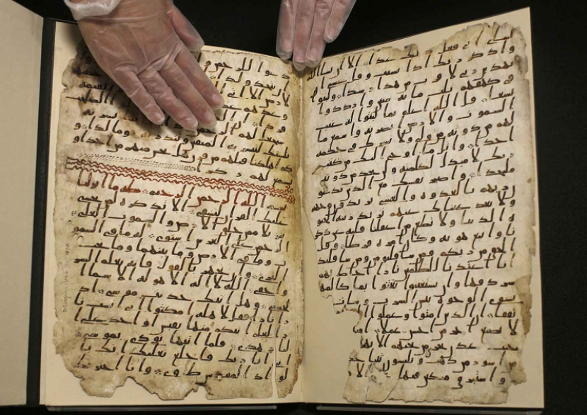 Naskah Alquran tertua yang disimpan di Universitas Birmingham, Inggris. (Dok Birmingham University)