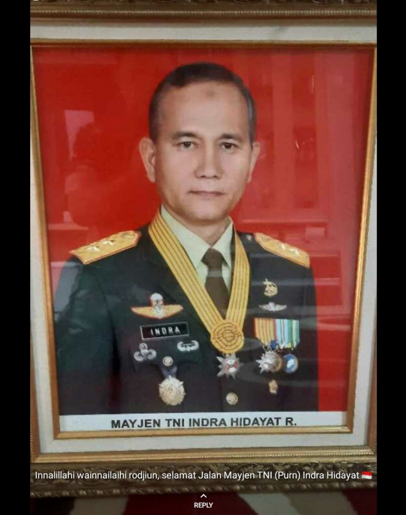 Mayjen Indra Hidayat meninggal di RSPAD Gatot Subroto, Senin (18/7/2022).