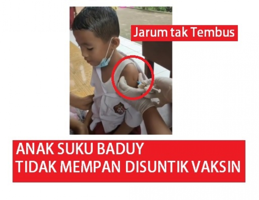 Kebal Disuntik Vaksin. Beredar video seorang anak kebal disuntik vaksin. Jarum yang digunakan sampai bengkok dan petugas kebingungan karena anak tersebut dibekali ilmu kebal oleh orang tuanya. Foto: Tangkapan Layar.