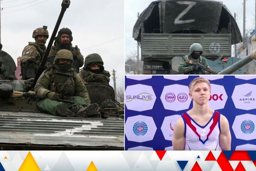 Simbol Z bisa ditemui di mana saja di Rusia termasuk dipakai atlet Rusia.