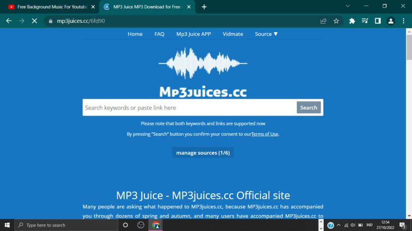 Halaman situs MP3Juice.cc