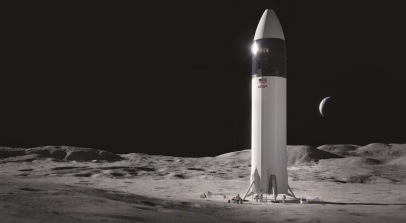 NASA akan memilih perusahaan kedua untuk mengembangkan pendarat bulan berawak di samping kontrak Sistem Pendaratan Manusia yang ada untuk SpaceX's Starship. Kredit: SpaceX