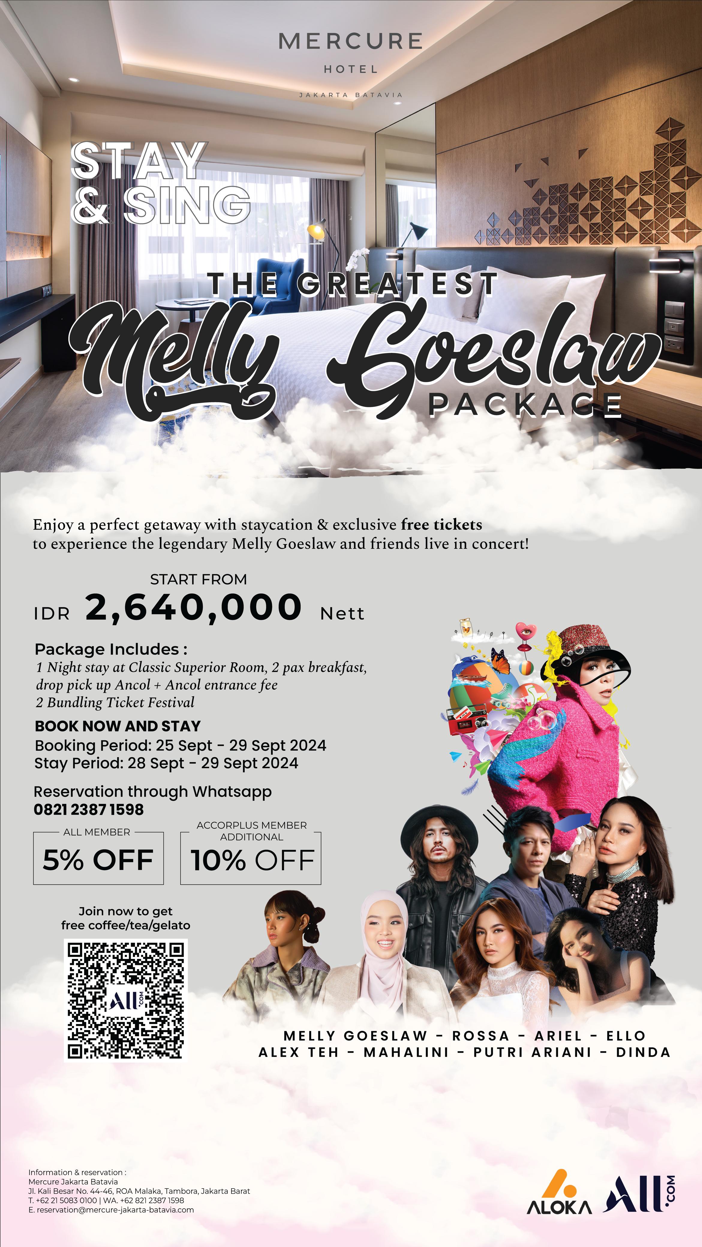 Mercure Jakarta Batavia Introduces Exciting Staycation Experience with the Stay & Sing: The Greatest Melly Goeslaw Concert Package
