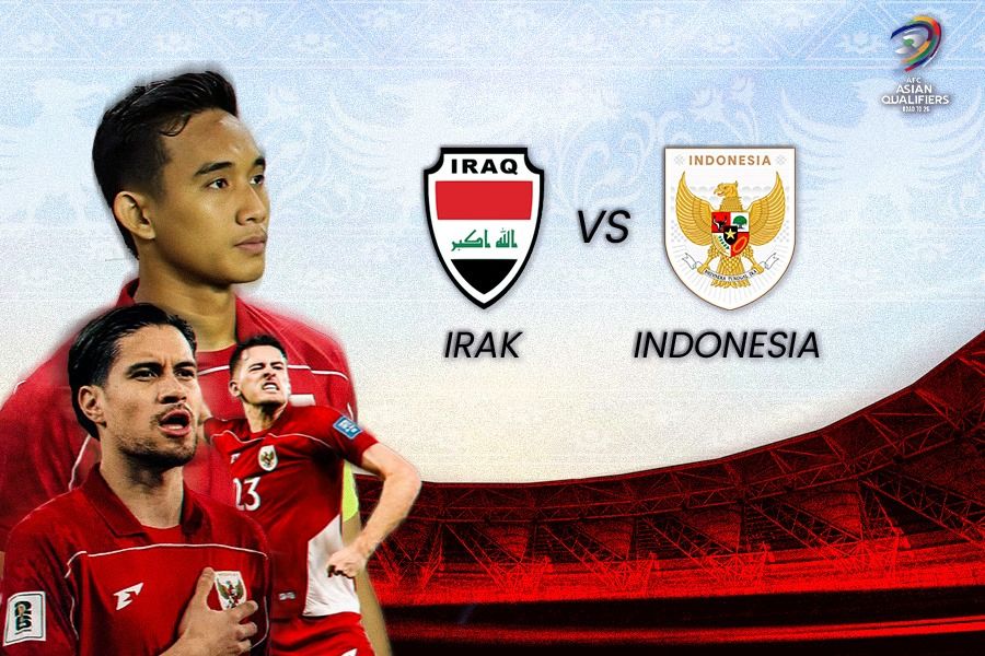 Timnas Irak vs Timnas Indonesia atau Irak vs Indonesia dalam putaran keempat Kualifikasi Piala Dunia 2026 zona Asia di Arab Saudi pada 12 Oktober 2025. (Kevin Bagus Prinusa/Skor.id)