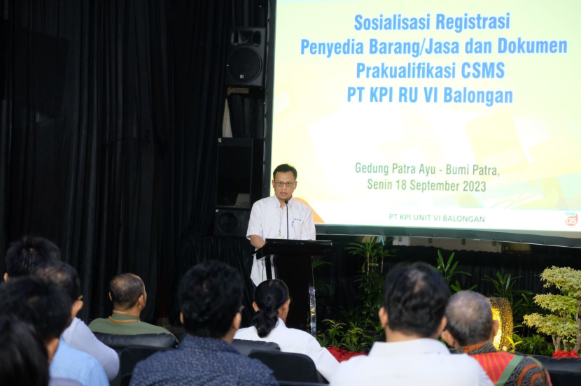 PT KPI RU VI Balongan mengadakan sosialisasi registrasi penyedia barang/jasa dan dokumen prakualifikasi CSMS. (dok. Matapantura)