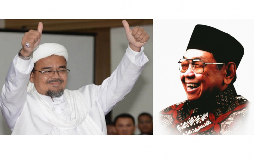 HRS dan Gus Dur. Mantan ketua FPI Habib Rizieq Shihab dan Presiden Keempat RI, Gus Dur punya hubungan spesial. Foto: Kurusetra.