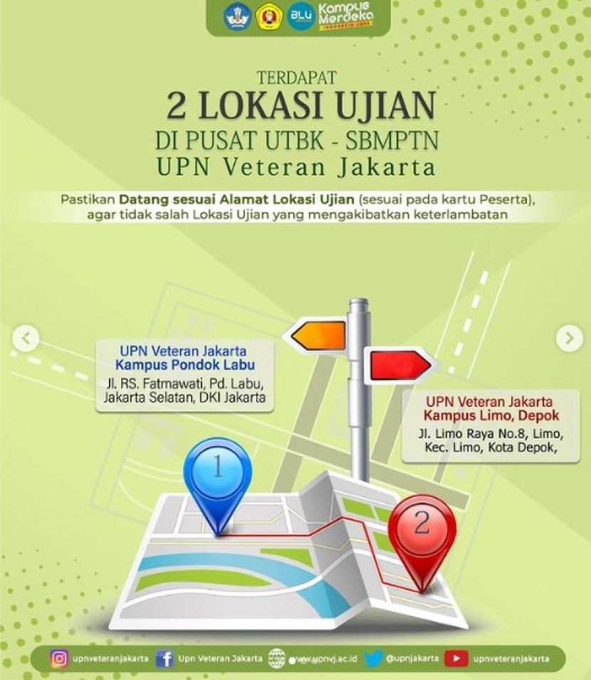 Dua lokasi ujian di Pusat UTBK UPN Jakarta. Foto : IG upnveteranjakarta 