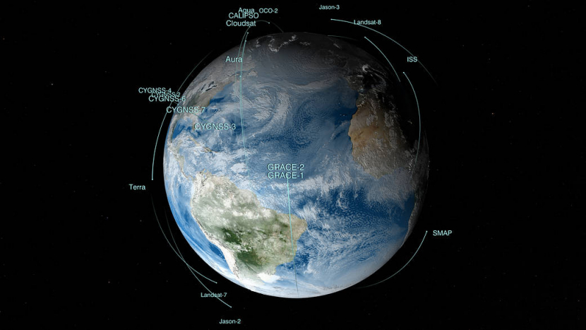 Earth and satellites.  Photo: NASA