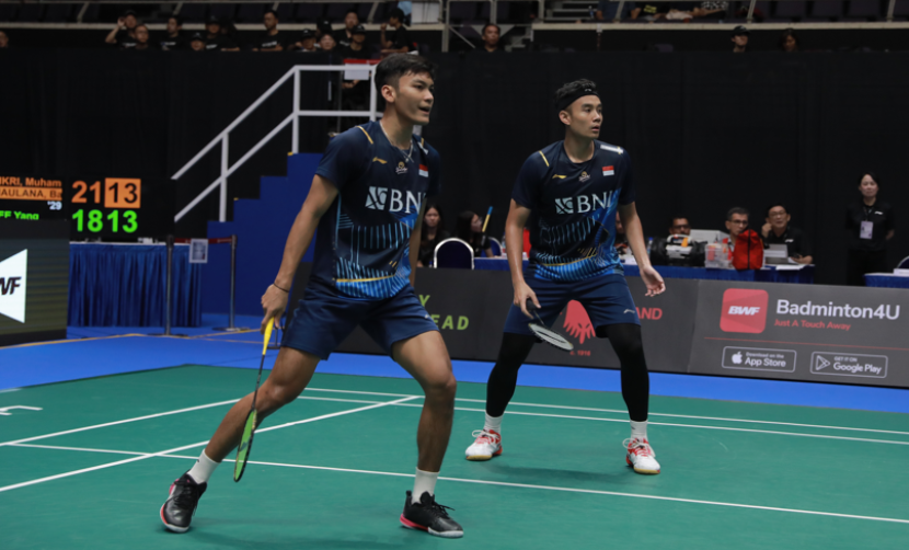 Pasangan ganda putra Indonesia, Bagas Maulana/Muhammad Shohibul Fikri mengalahkan peraih emas Olimpiade 2020 dari Cina Taipei, Lee Yang/Wang Chi Lin di babak pertama Singapore Open 2023.