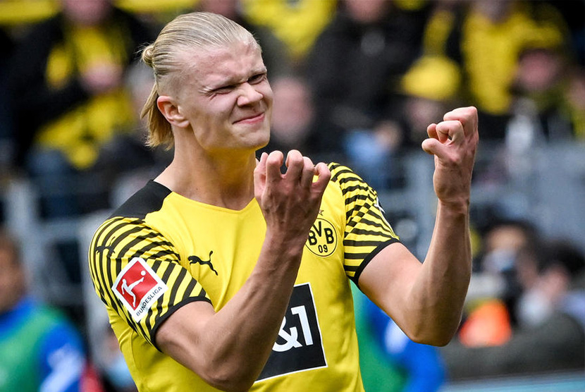 Bomber muda Borussia Dortmund Erling Haaland, salah satu yang diwakili Mino Raiola. (EPA-EFE) 