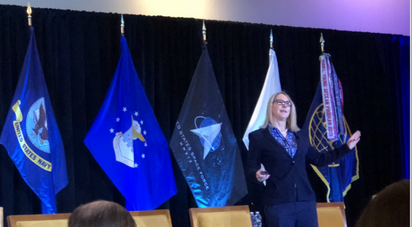 Lisa Costa, head of technology and innovation for the US Space Force, speaks on February 10, 2022. Credit: Sandra Erwin/SpaceNews