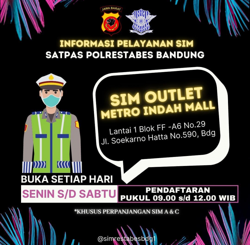 Jadwal SIM Keliling dan juga SIM Outlet di Kota Bandung bisa memudahkan Anda memperpanjang SIM./Simrestabesbdg