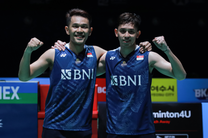 Fajar Alfian/Muhammad Rian Ardianto dikalahkan pasangan India, Satwiksairaj Rangkyreddy/Chirag Shetty di babak final Korea Open 2023.