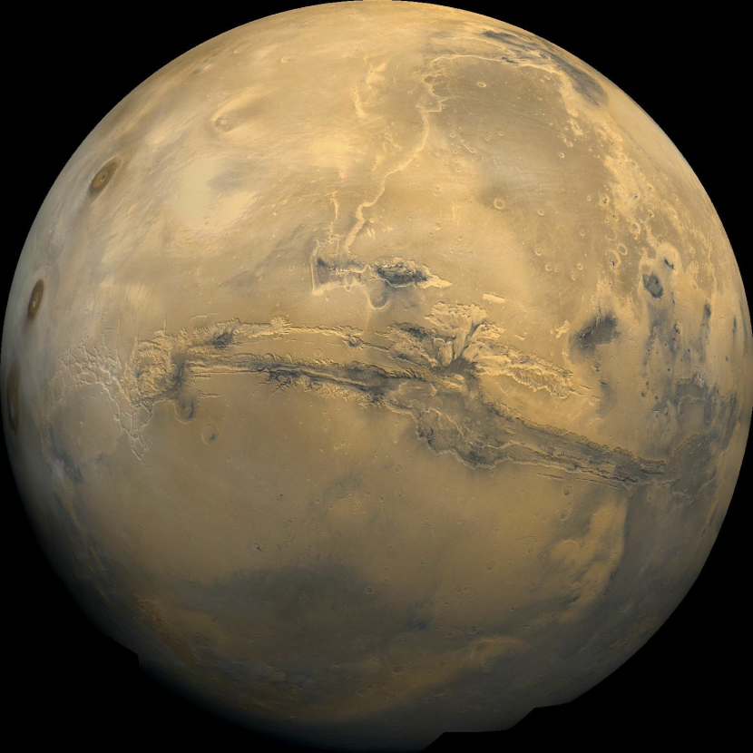 Valles Marineris di permukaan Mars. Gambar: Viking Project, USGS, NASA