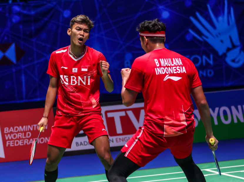 Pasangan muda Bagas Maulana/Muhammad Shohibul Fikri mengalahkan seniornya, Marcus Fernaldi Gideon/Kevin Sanjaya Sukamuljo yang merupakan unggulan pertama di All England 2022