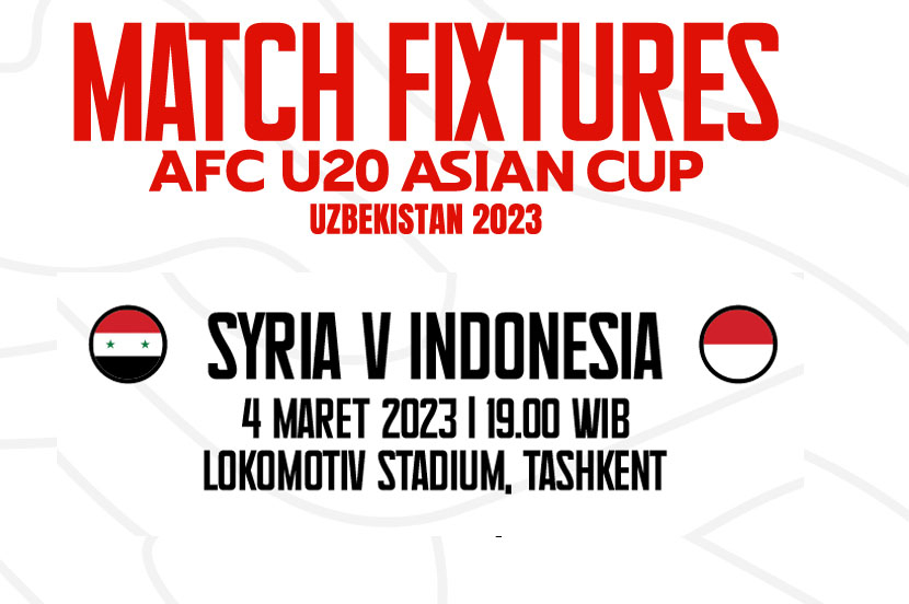 Jadwal Suriah vs Indonesia Piala AFC U20