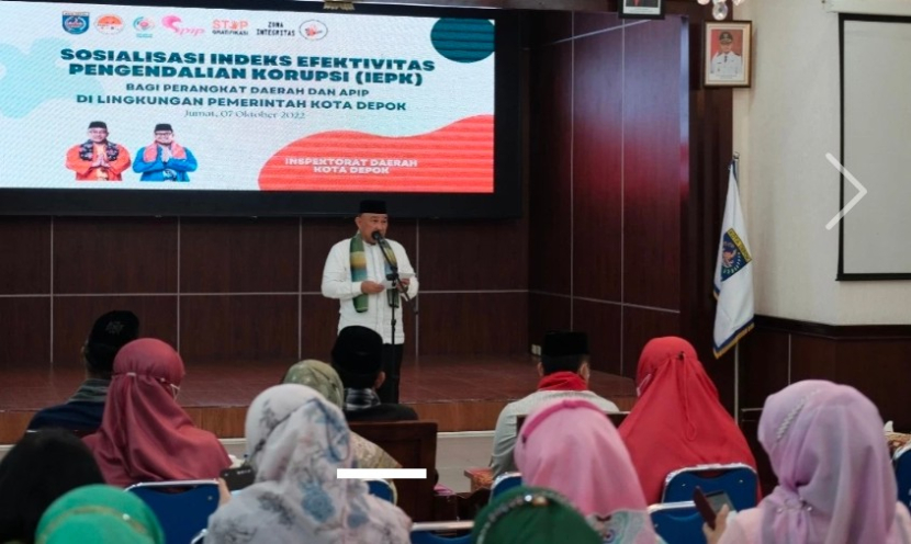 Wali Kota Depok, Mohammad Idris dalam acara Sosialisasi IEPK di Balai Kota Depok, Jumat (07/10/2022). Foto: Dok Diskominfo Depok.