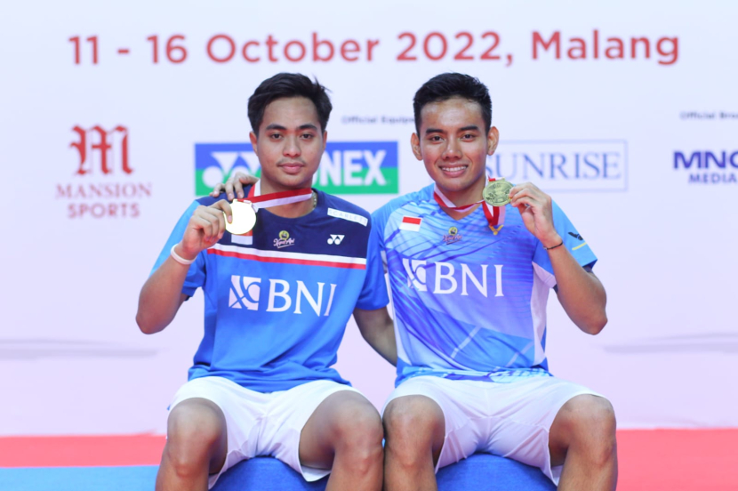 Pasangan baru Pramudya Kusumawardana/Rahmat Hidayat menjadi juara Malang Indonesia International Challenge 2022.