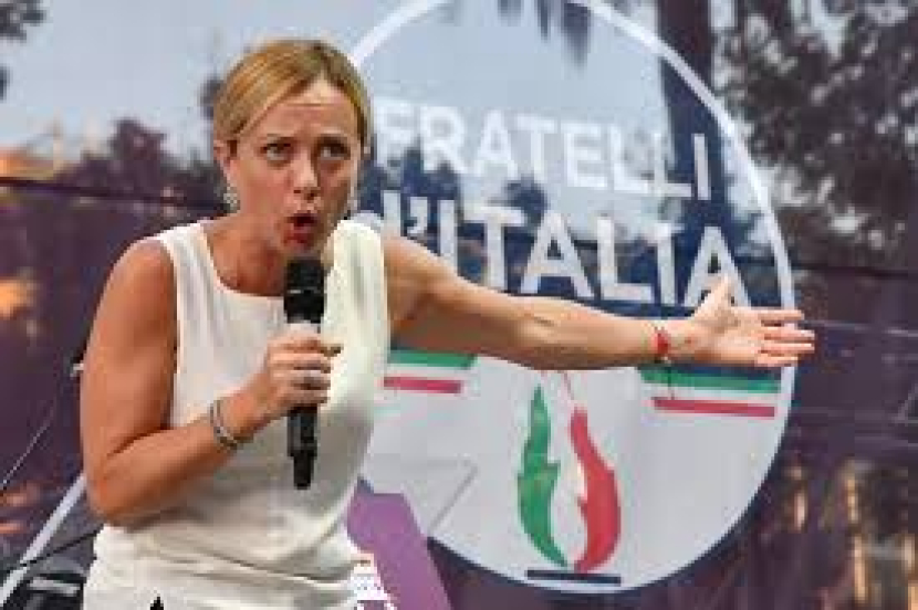 Giorgia Meloni dalam kampanyenya.