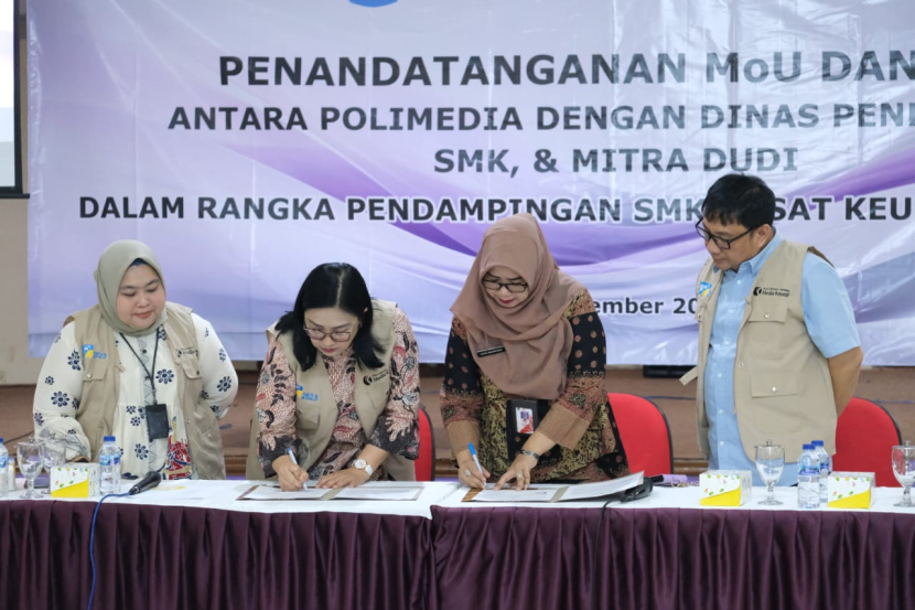 Polimedia melakukan penandatanganan Nota Kesepahaman Dengan Dinas Pendidikan Provinsi DKI Jakarta. Dok Istimewa 