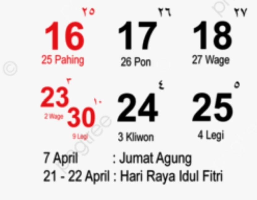 Di sebuah kalender April 2023 ditulis 