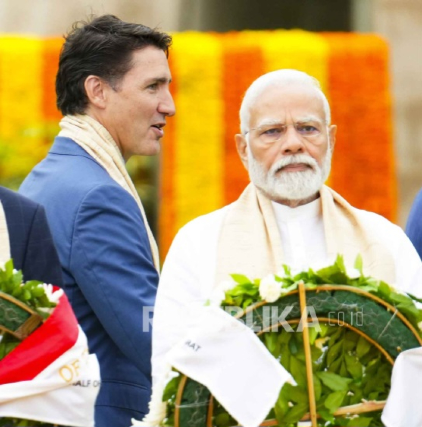 Perdana Menteri Kanada Justin Trudeau (kiri) dan Perdana Menteri India Narendra Modi (kanan). (AP Photo/Sean Kilpatrick/The Canadian/Republika.co.id)
