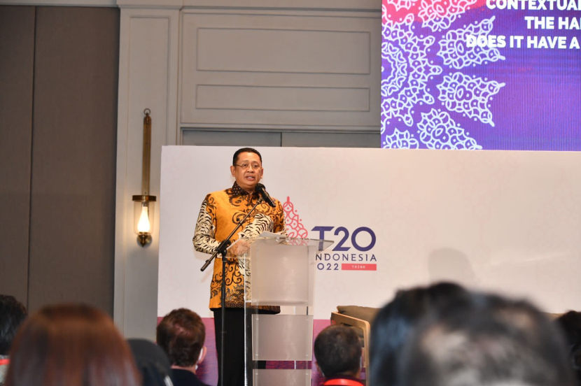 Ketua MPR RI, Bambang Soesatyo, menjadi Keynote Speaker dalam Sesi Paralel Think-20 (T-20) Indonesia Summit 2022 di Bali, Selasa (6/9/22). (Foto: Istimewa) 