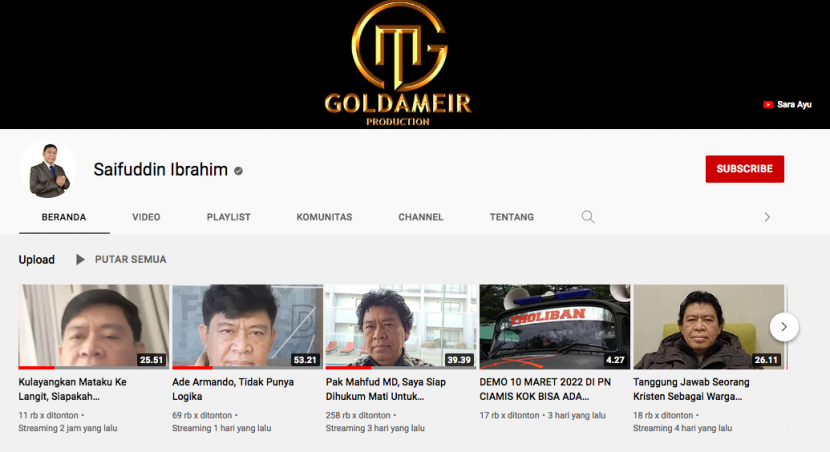 Akun Youtube Saifudin Ibrahim masih terus sebarkan kebencian terhadap Islam.
