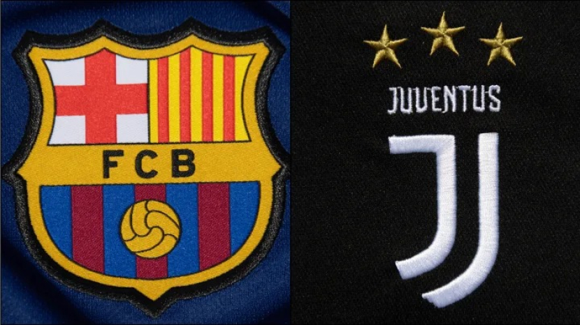 Logo Barcelona dan Juventus. Foto: 90min.com