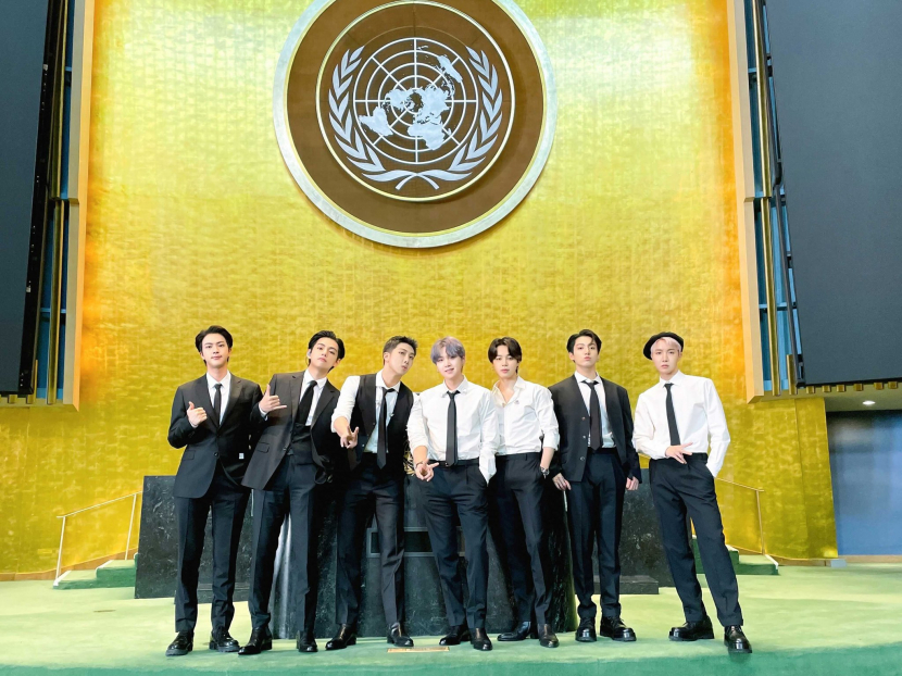 BTS saat menjadi spesial enoy Presiden Moon di PBB