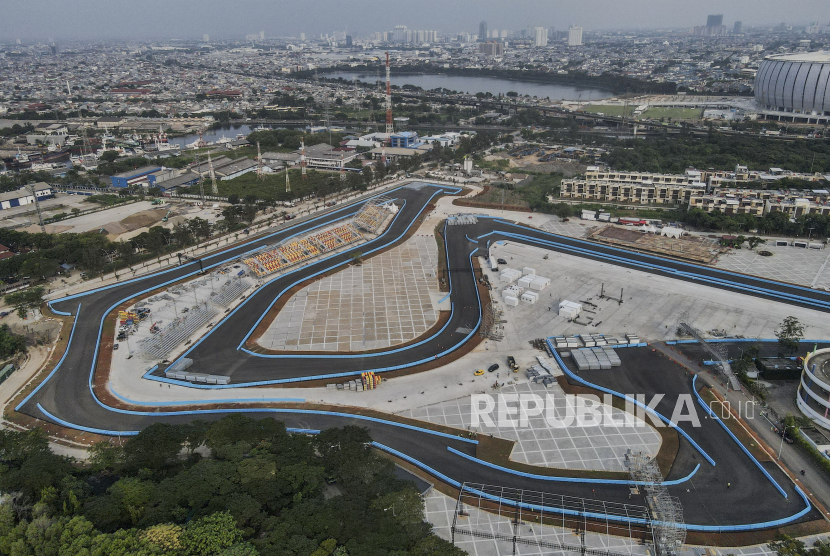 Sirkuit Formula E di wilayah Ancol. Dulunya Ancol adalah hutan belukar dan menjadi sarang monyet. Foto: Republika.