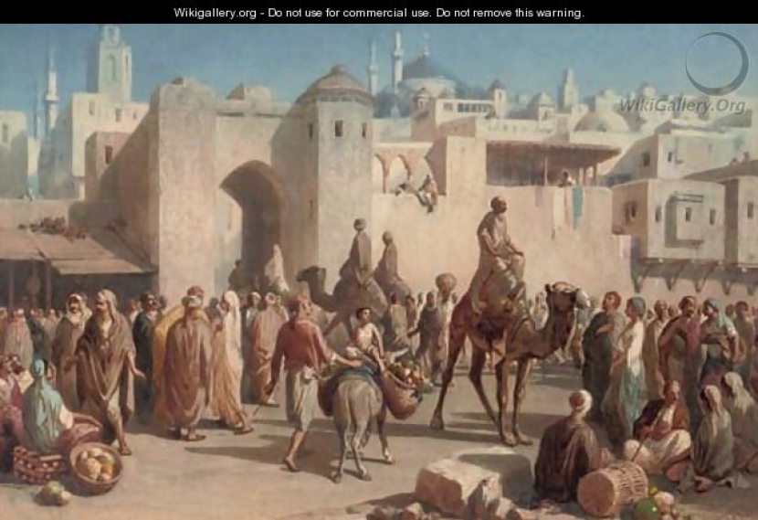 Ilustrasi pasar di Arabia karya Louis Tesson. (wikigallery)