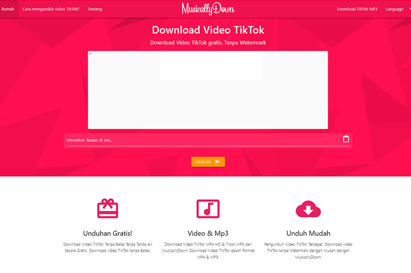 MusicallyDown, Unduh Video TikTok ke MP4 Tanpa Tanda Air