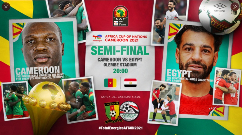 Kamerun vs Mesir di semifinal Piala Afrika 2021. (Twitter/@CAF_Online)