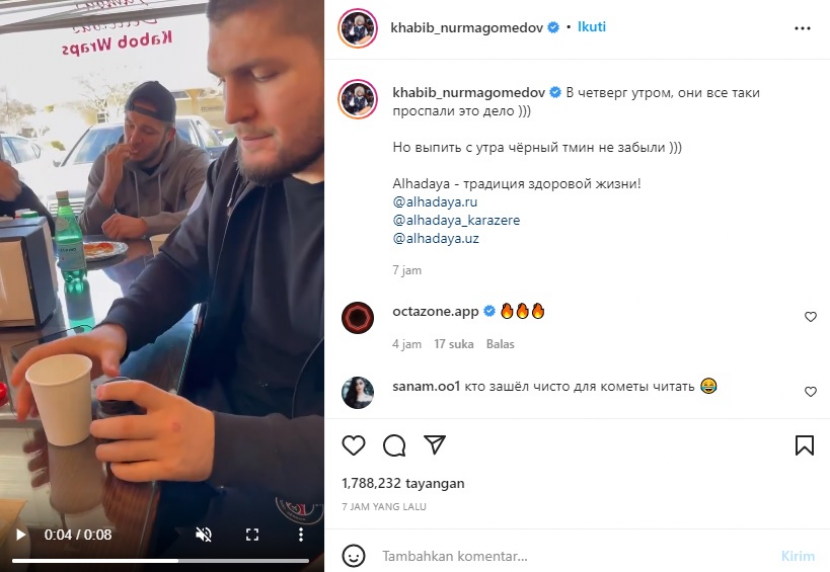 Mantan atlet muslim MMA asal Rusia, Khabib Nurmagomedov, mengonsumsi habbatassauda tiap pagi hari. (Instagram/@Khabib_nurmagomedov)