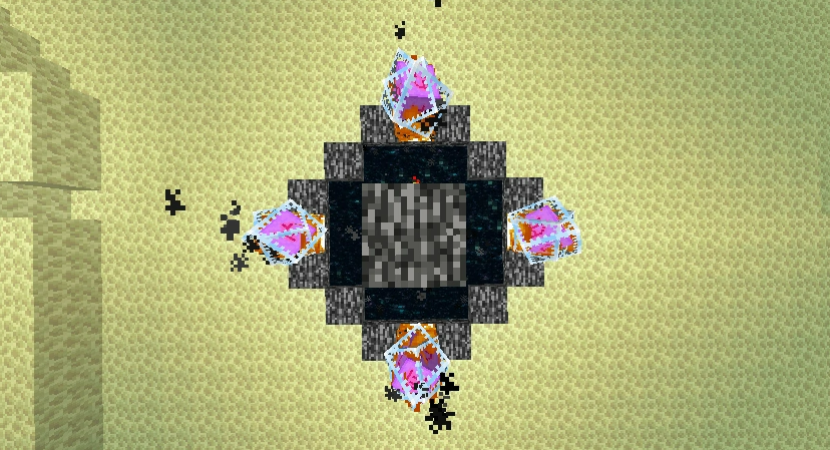 Empat End Crystal di setiap sudut Exit Portal. Foto: Minecraft Wiki