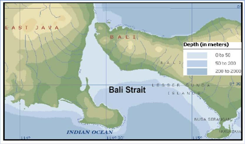 Selat Bali. Pulau Jawa dan Pulau Bali dipisahkan oleh sebuah selat selebar lima kilometer, tapi tidak ada jembatan yang menghubungkan kedua pulau tersebut. Foto: IST