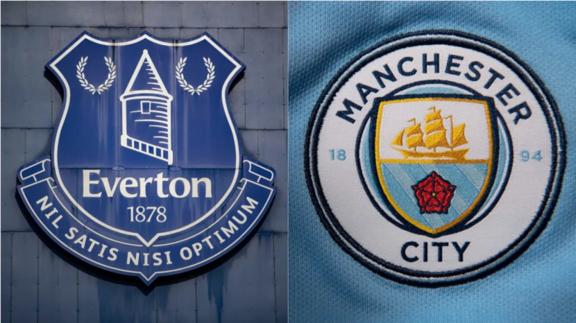 Logo Everton (kiri), Manchester City (kanan). Foto: 90min.com.