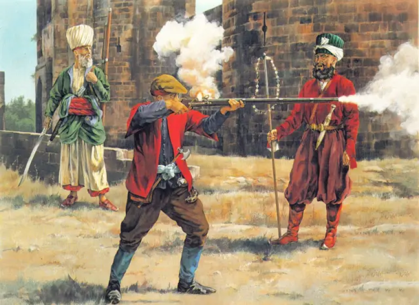 Pasukan elit Janissari di Kesultanan Ottoman sedang berlatih. Sebagian mereka adalah terdiri dari para budak dari negara yang menjadi koloni Ottoman. (ilustrasi)