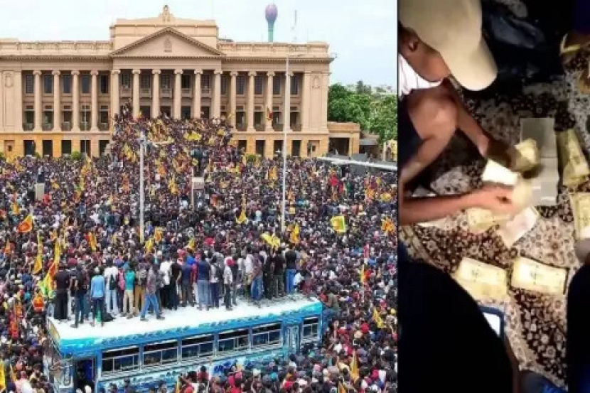 Pengunjuk rasa menduduki Istana Presiden Sri Lanka.