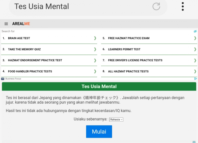 Tes usia mental