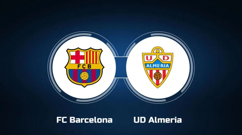 Logo Barcelona (kiri), Almeria (kanan). Foto: usatoday.com.