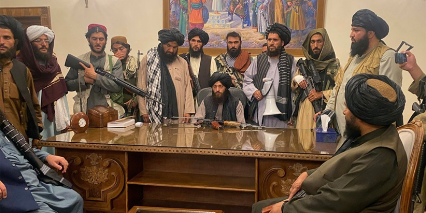 Taliban menggelar jumpa pers seusai menguasai ibu kota Afghanistan, Kabul, beberapa waktu lalu.