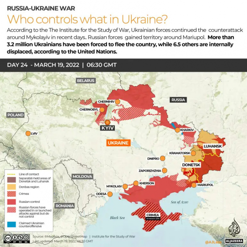 Siapa kontrol Ukraina sampai 19 Maret 2022.