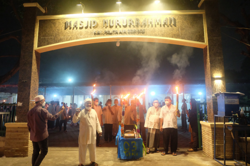 Warga Komplek Pelita antusias mengikuti kegiatan Tarhib Ramadhan 1443 H. (dok. Humas BKM Nururrahman)