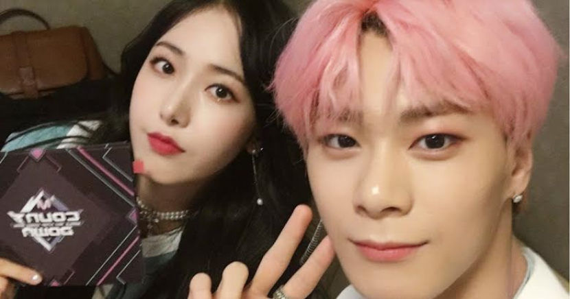 SinB dari girl group VIVIZ bersama Moonbin ASTRO. Foto: Koreaboo