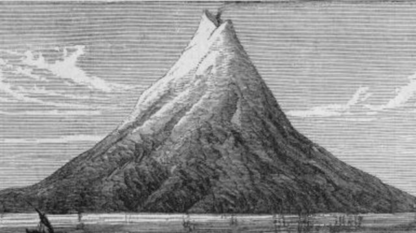 Gunung Krakatau purba. Ramalan Ronggowarsito Meletusnya Gunung Krakatau dan Terbelahnya Pulau Jawa Terbukti 26 Agustus 1883. Foto: IST