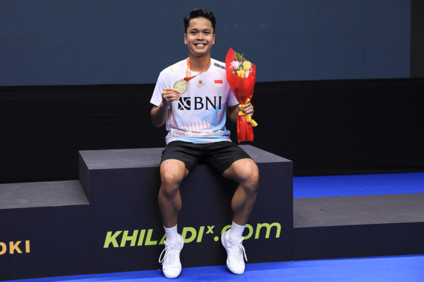 Menjadi Juara Asia 2023, Anthony Sinisuka Ginting sebut ini merupakan salah satu pencapaian terbaik baginya. (Sumber foto: Humas PBSI)